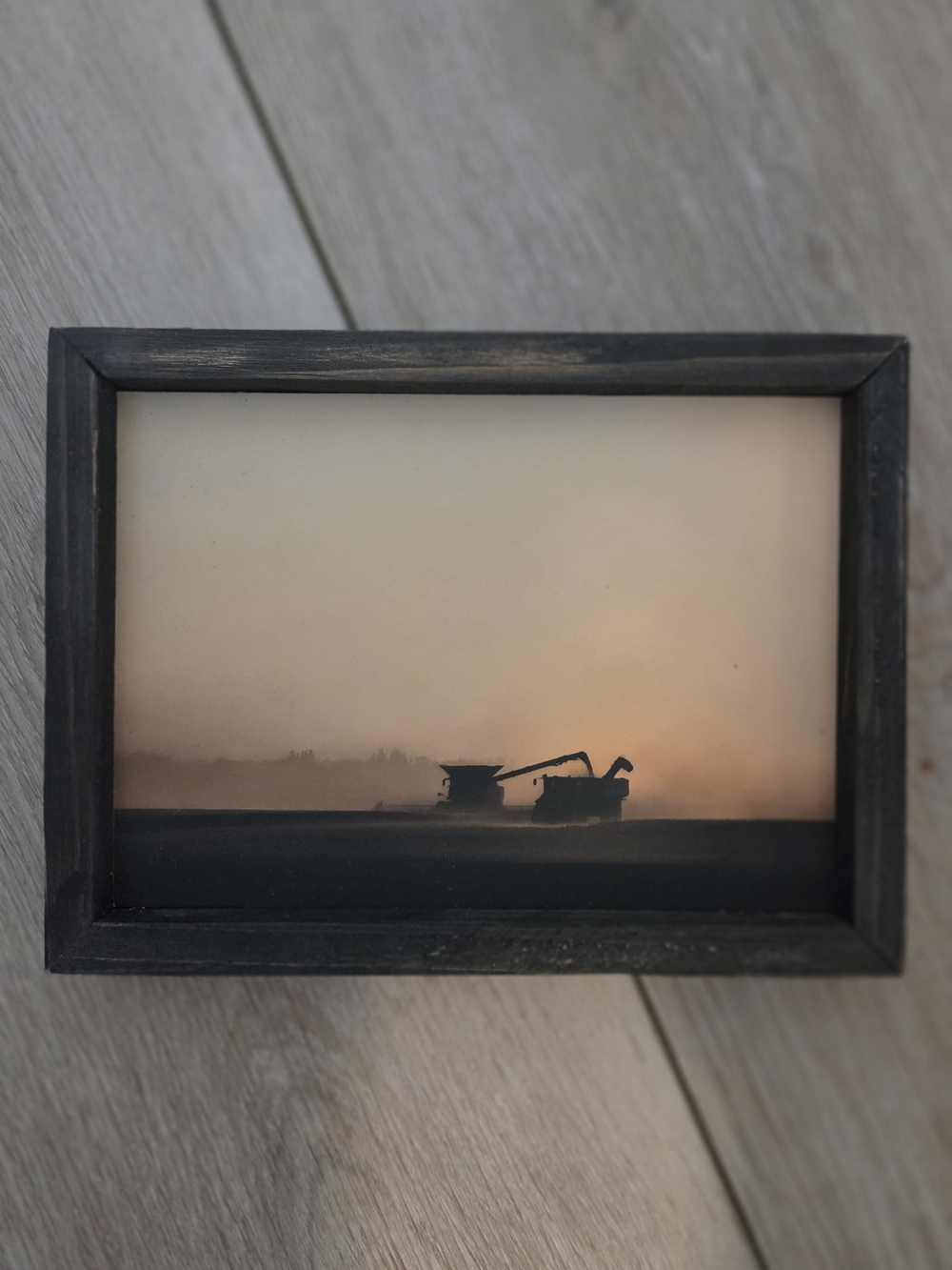 Framed Harvest Field Wall Art in Black - Unbranded